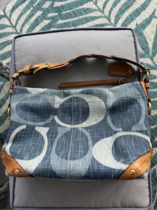 Coach Handbags - Coach Vintage 12197 Carly Blue Denim Signature “C” with Braided Leather Strap
